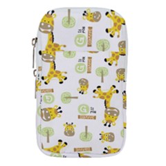 Vector Pattern With Cute Giraffe Cartoon Waist Pouch (large) by Simbadda