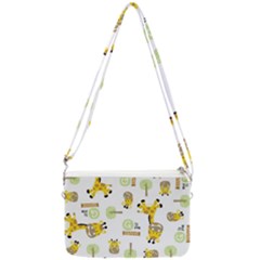 Vector Pattern With Cute Giraffe Cartoon Double Gusset Crossbody Bag by Simbadda