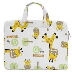 Vector Pattern With Cute Giraffe Cartoon Macbook Pro 13  Double Pocket Laptop Bag by Simbadda