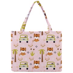 Cute Tiger Car Safari Seamless Pattern Mini Tote Bag by Simbadda