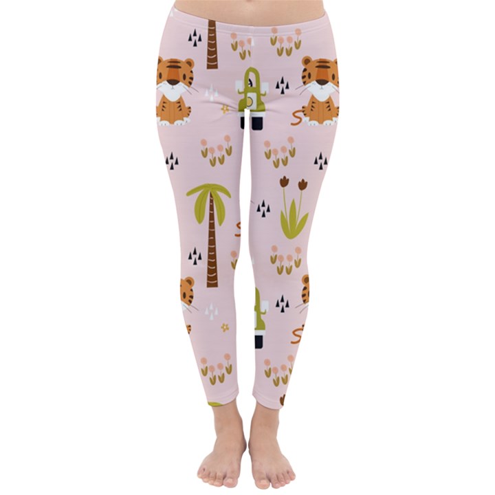 Cute Tiger Car Safari Seamless Pattern Classic Winter Leggings