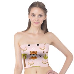 Cute Tiger Car Safari Seamless Pattern Tube Top by Simbadda