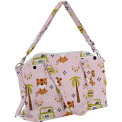 Cute Tiger Car Safari Seamless Pattern Canvas Crossbody Bag by Simbadda