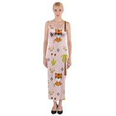 Cute Tiger Car Safari Seamless Pattern Fitted Maxi Dress by Simbadda