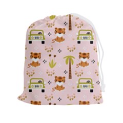 Cute Tiger Car Safari Seamless Pattern Drawstring Pouch (2xl) by Simbadda