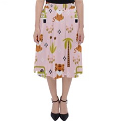 Cute Tiger Car Safari Seamless Pattern Classic Midi Skirt by Simbadda