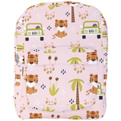 Cute Tiger Car Safari Seamless Pattern Full Print Backpack by Simbadda