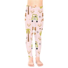 Cute Tiger Car Safari Seamless Pattern Kids  Leggings by Simbadda