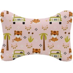 Cute Tiger Car Safari Seamless Pattern Seat Head Rest Cushion by Simbadda