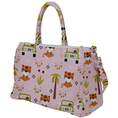 Cute Tiger Car Safari Seamless Pattern Duffel Travel Bag by Simbadda