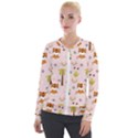 Cute Tiger Car Safari Seamless Pattern Velvet Zip Up Jacket View1