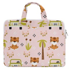 Cute Tiger Car Safari Seamless Pattern Macbook Pro 13  Double Pocket Laptop Bag by Simbadda