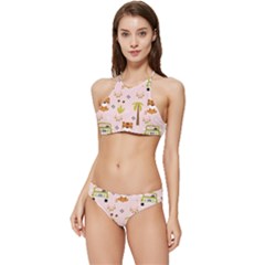 Cute Tiger Car Safari Seamless Pattern Banded Triangle Bikini Set by Simbadda