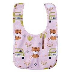 Cute Tiger Car Safari Seamless Pattern Baby Bib by Simbadda