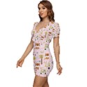 Cute Tiger Car Safari Seamless Pattern Low Cut Cap Sleeve Mini Dress View2