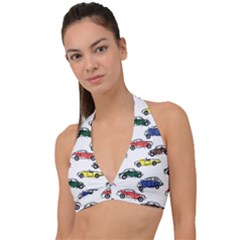 Cars Pattern Halter Plunge Bikini Top by Simbadda