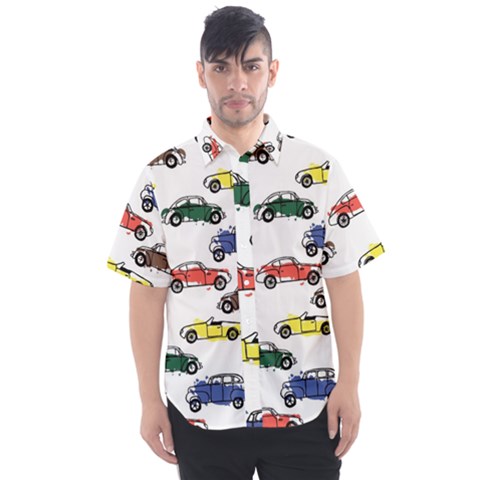 Cars Pattern Men s Short Sleeve Shirt by Simbadda