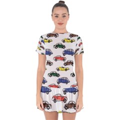 Cars Pattern Drop Hem Mini Chiffon Dress by Simbadda