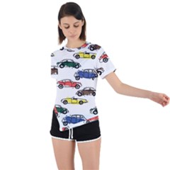 Cars Pattern Asymmetrical Short Sleeve Sports Tee by Simbadda