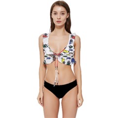 Cars Pattern Low Cut Ruffle Edge Bikini Top by Simbadda