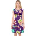 Owl Pattern Background Capsleeve Midi Dress View1