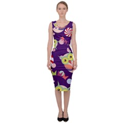 Owl Pattern Background Sleeveless Pencil Dress by Simbadda