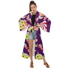 Owl Pattern Background Maxi Kimono by Simbadda