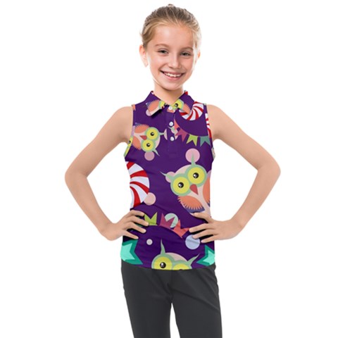 Owl Pattern Background Kids  Sleeveless Polo Tee by Simbadda