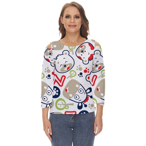 Animals Pattern Cut Out Wide Sleeve Top by Simbadda