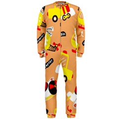 Seamless Pattern Cartoon With Transportation Vehicles OnePiece Jumpsuit (Men)