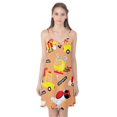 Seamless Pattern Cartoon With Transportation Vehicles Camis Nightgown 