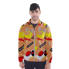 Seamless Pattern Cartoon With Transportation Vehicles Men s Windbreaker