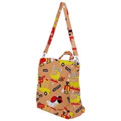 Seamless Pattern Cartoon With Transportation Vehicles Crossbody Backpack