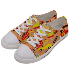 Seamless Pattern Cartoon With Transportation Vehicles Men s Low Top Canvas Sneakers