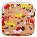 Seamless Pattern Cartoon With Transportation Vehicles Mini Square Pouch View2