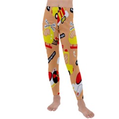 Seamless Pattern Cartoon With Transportation Vehicles Kids  Lightweight Velour Leggings