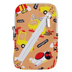 Seamless Pattern Cartoon With Transportation Vehicles Belt Pouch Bag (Large)