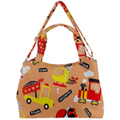 Seamless Pattern Cartoon With Transportation Vehicles Double Compartment Shoulder Bag by Simbadda