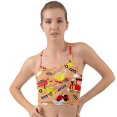 Seamless Pattern Cartoon With Transportation Vehicles Mini Tank Bikini Top