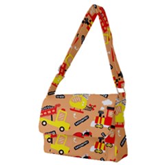 Seamless Pattern Cartoon With Transportation Vehicles Full Print Messenger Bag (M)