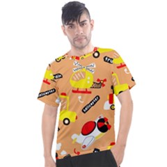 Seamless Pattern Cartoon With Transportation Vehicles Men s Sport Top by Simbadda