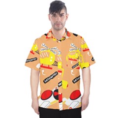 Seamless Pattern Cartoon With Transportation Vehicles Men s Hawaii Shirt