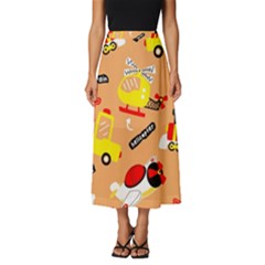 Seamless Pattern Cartoon With Transportation Vehicles Classic Midi Chiffon Skirt