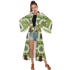 City Seamless Pattern Maxi Kimono by Simbadda