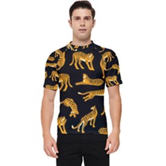 Seamless Exotic Pattern With Tigers Men s Short Sleeve Rash Guard by Simbadda