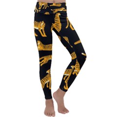 Seamless Exotic Pattern With Tigers Kids  Lightweight Velour Classic Yoga Leggings by Simbadda