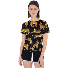 Seamless Exotic Pattern With Tigers Open Back Sport Tee by Simbadda