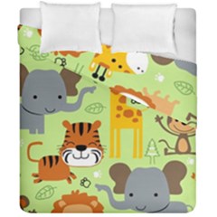 Seamless Pattern Vector With Animals Wildlife Cartoon Duvet Cover Double Side (california King Size) by Simbadda