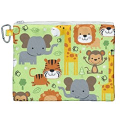 Seamless Pattern Vector With Animals Wildlife Cartoon Canvas Cosmetic Bag (xxl) by Simbadda