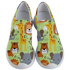 Seamless Pattern Vector With Animals Wildlife Cartoon Women s Lightweight Slip Ons by Simbadda